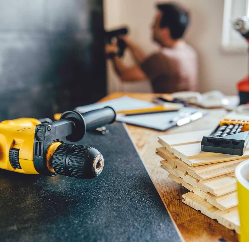 Power drill and tools for home repair work